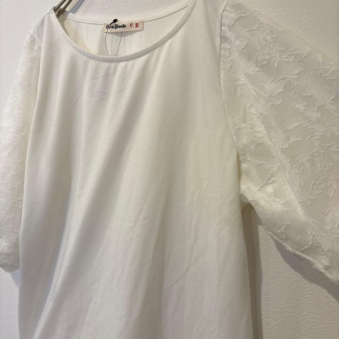 キューティーブロンド レース袖 カットソー 白 ホワイト　L 半袖 上品　清楚 5