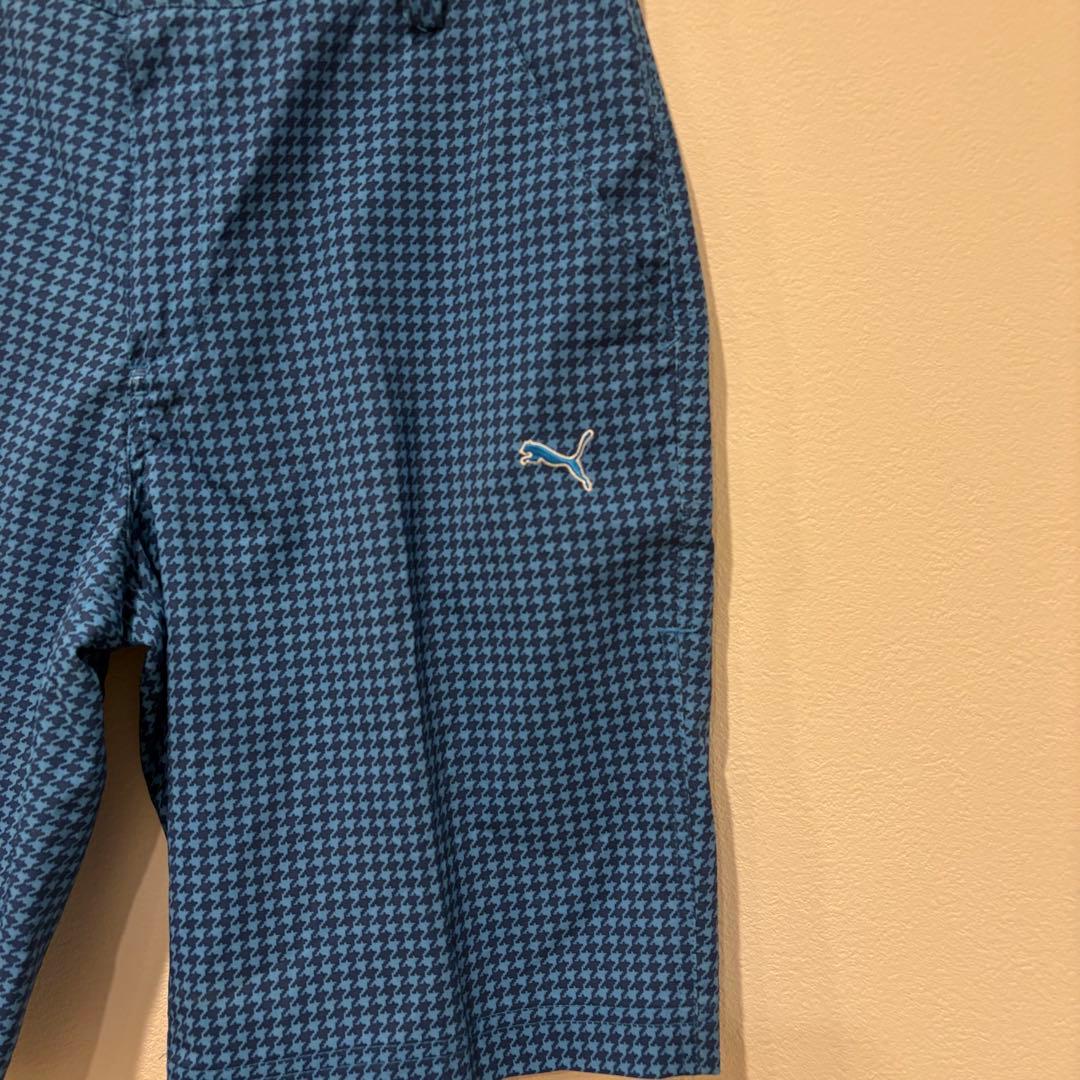 プーマ ハーフパンツ 千鳥柄 ゴルフ 青　ブルー W30 メンズ ショートパンツ 2
