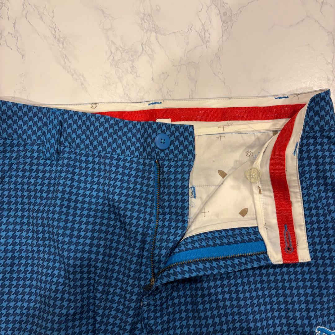 プーマ ハーフパンツ 千鳥柄 ゴルフ 青　ブルー W30 メンズ ショートパンツ 5