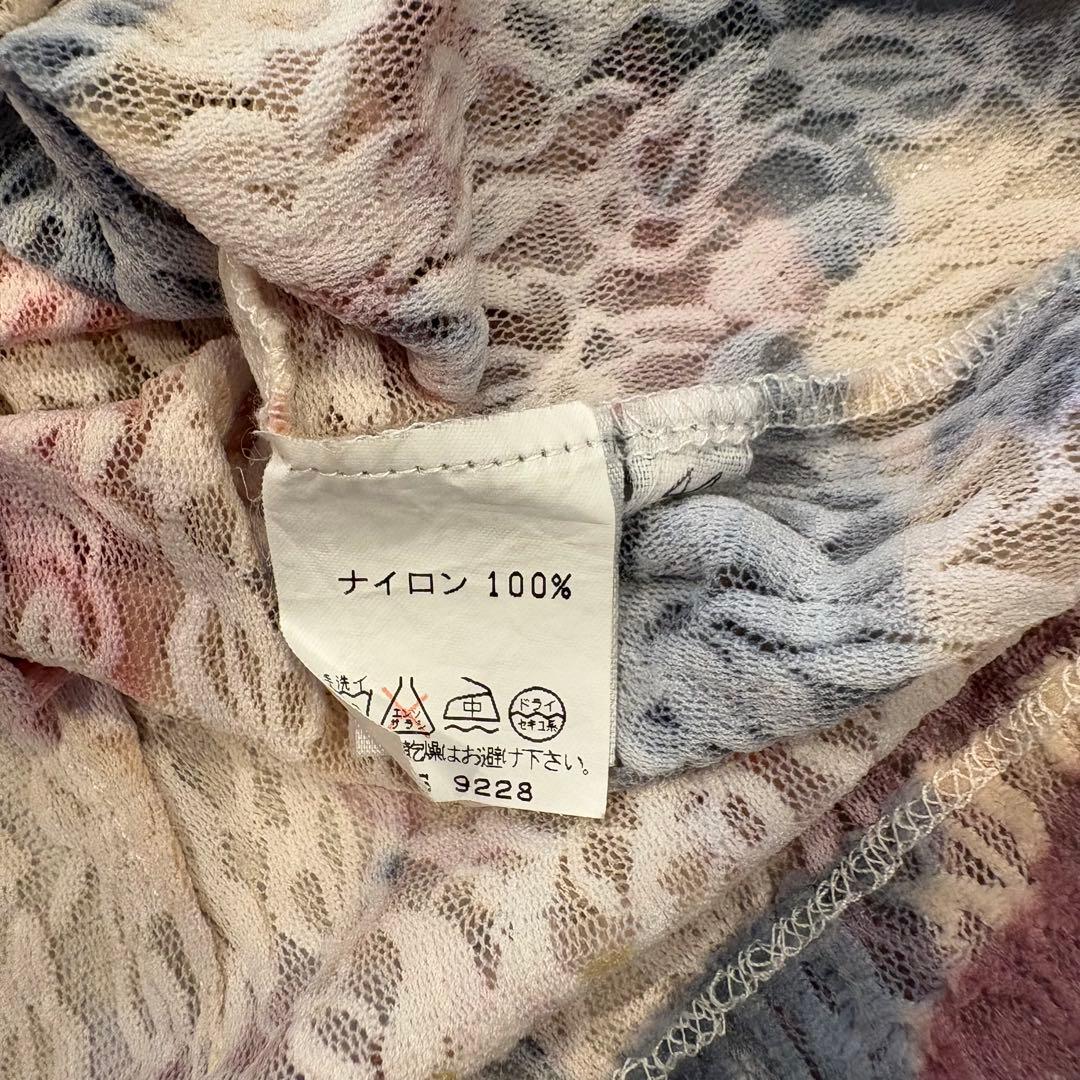 ジアンナ　ブラウス 半袖 レース 花柄 総柄 赤 44 イタリア製　襟つき 8