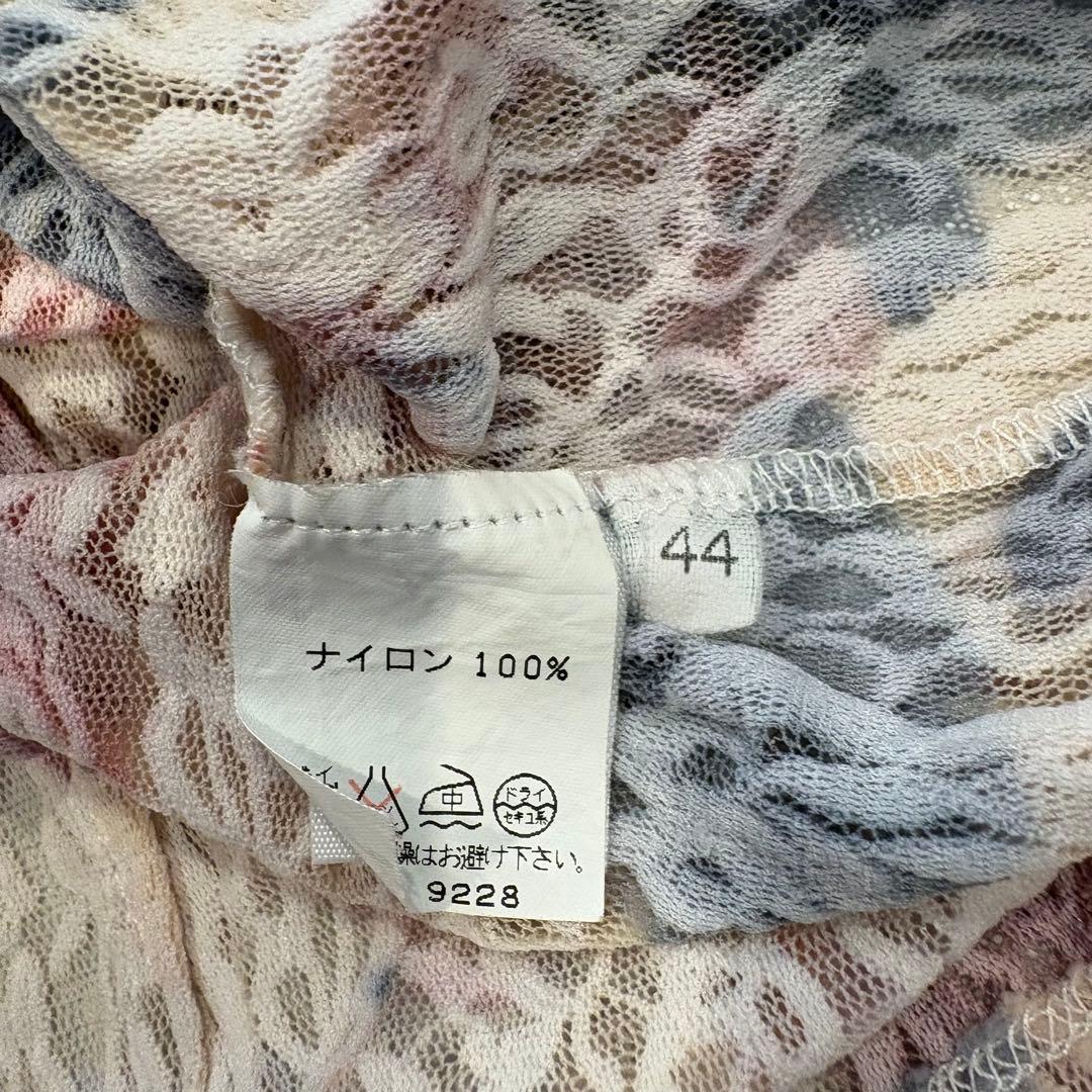 ジアンナ　ブラウス 半袖 レース 花柄 総柄 赤 44 イタリア製　襟つき 9