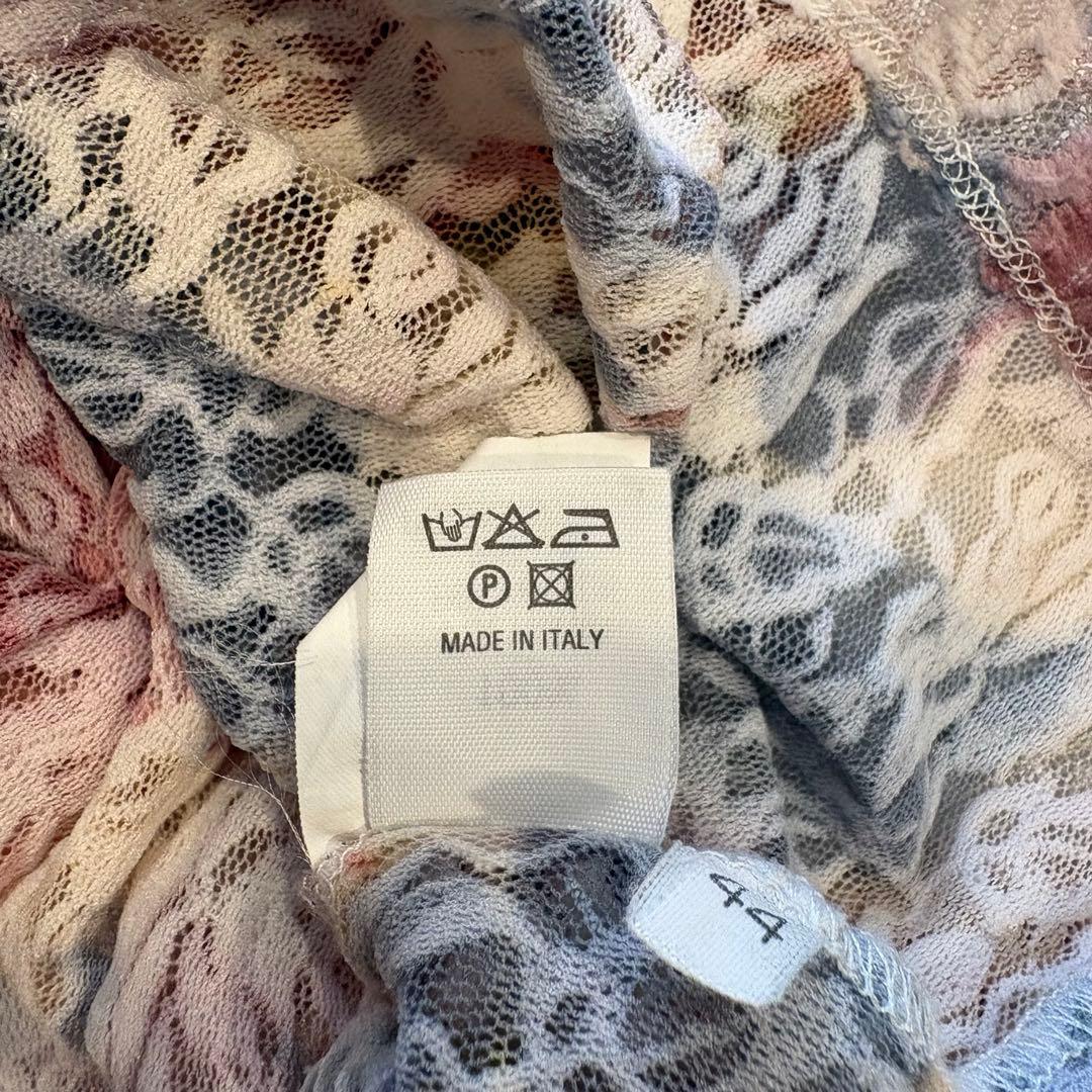 ジアンナ　ブラウス 半袖 レース 花柄 総柄 赤 44 イタリア製　襟つき 10