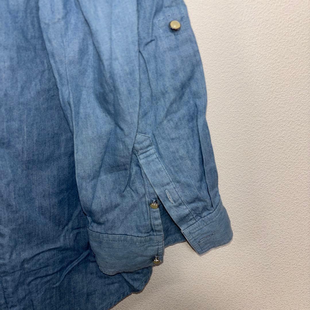 axes femmeデニムブルー バックレース襟 リボンシャツ M c764 13