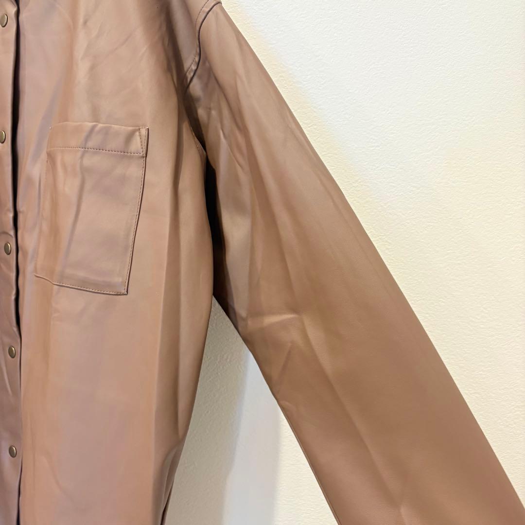 フェイクレザー ジャケット オーバーサイズ ブラウン 茶色　M レディース 5