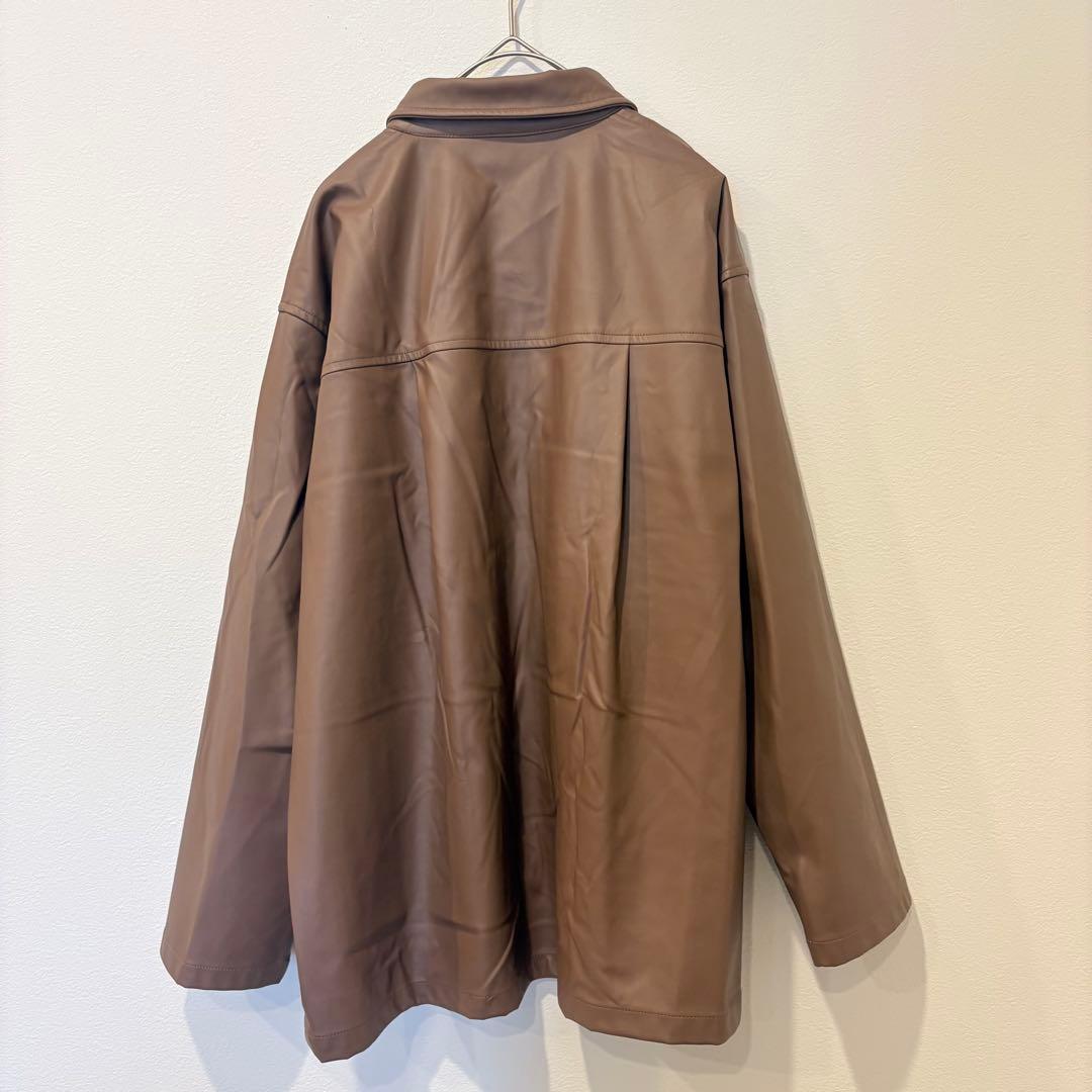 フェイクレザー ジャケット オーバーサイズ ブラウン 茶色　M レディース 6