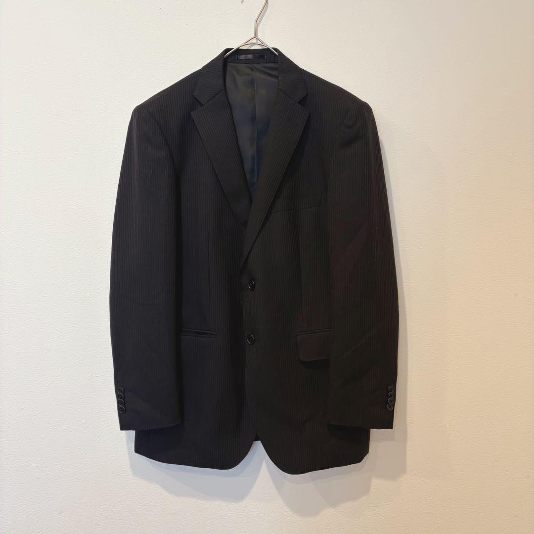 美品✨　オンワード　テーラードジャケット スーツ　ストライプ 黒　ブラック M
