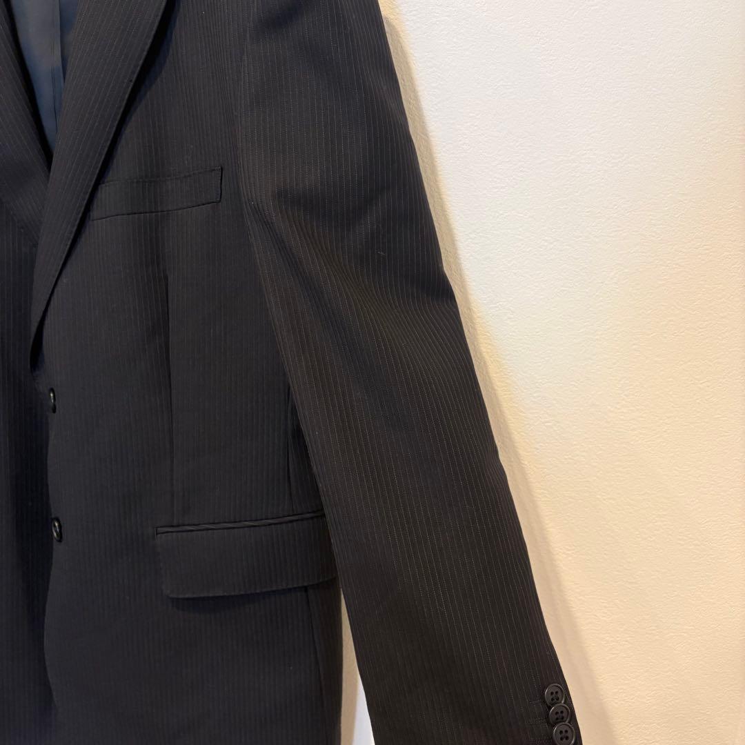 美品✨　オンワード　テーラードジャケット スーツ　ストライプ 黒　ブラック M 4