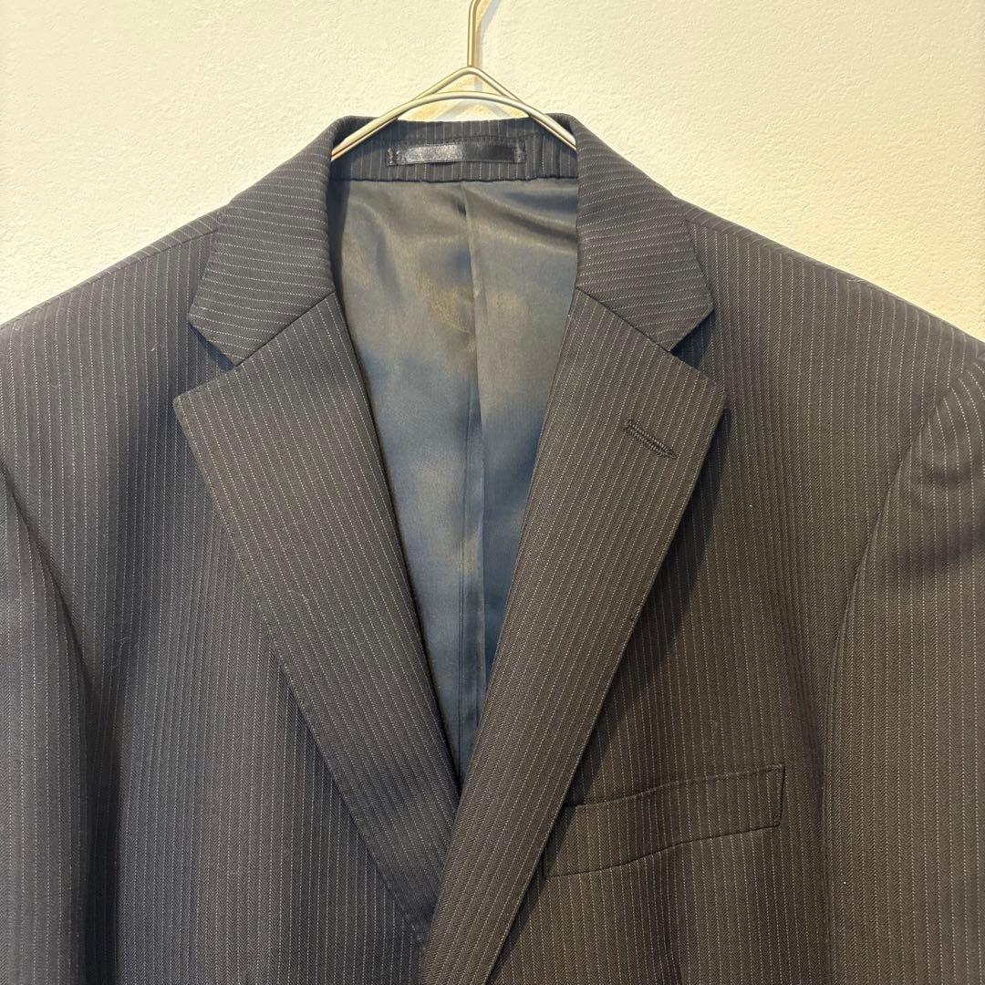 美品✨　オンワード　テーラードジャケット スーツ　ストライプ 黒　ブラック M 5