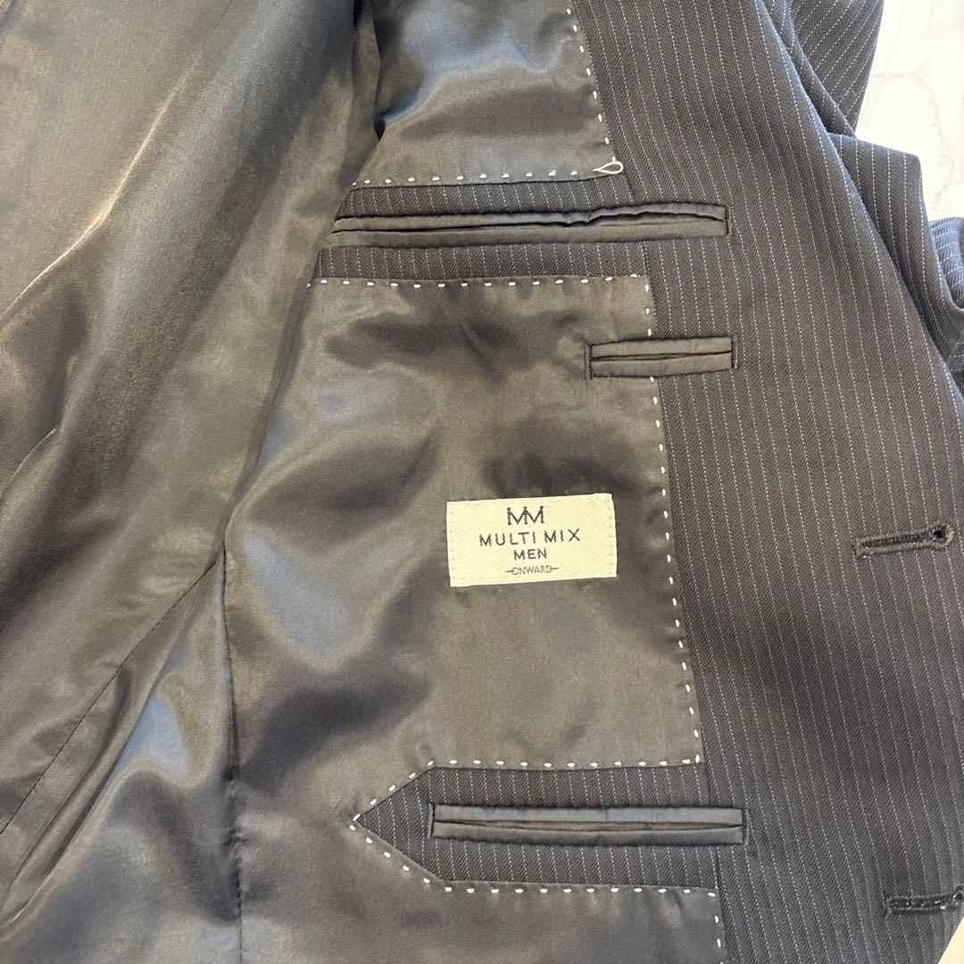 美品✨　オンワード　テーラードジャケット スーツ　ストライプ 黒　ブラック M 8