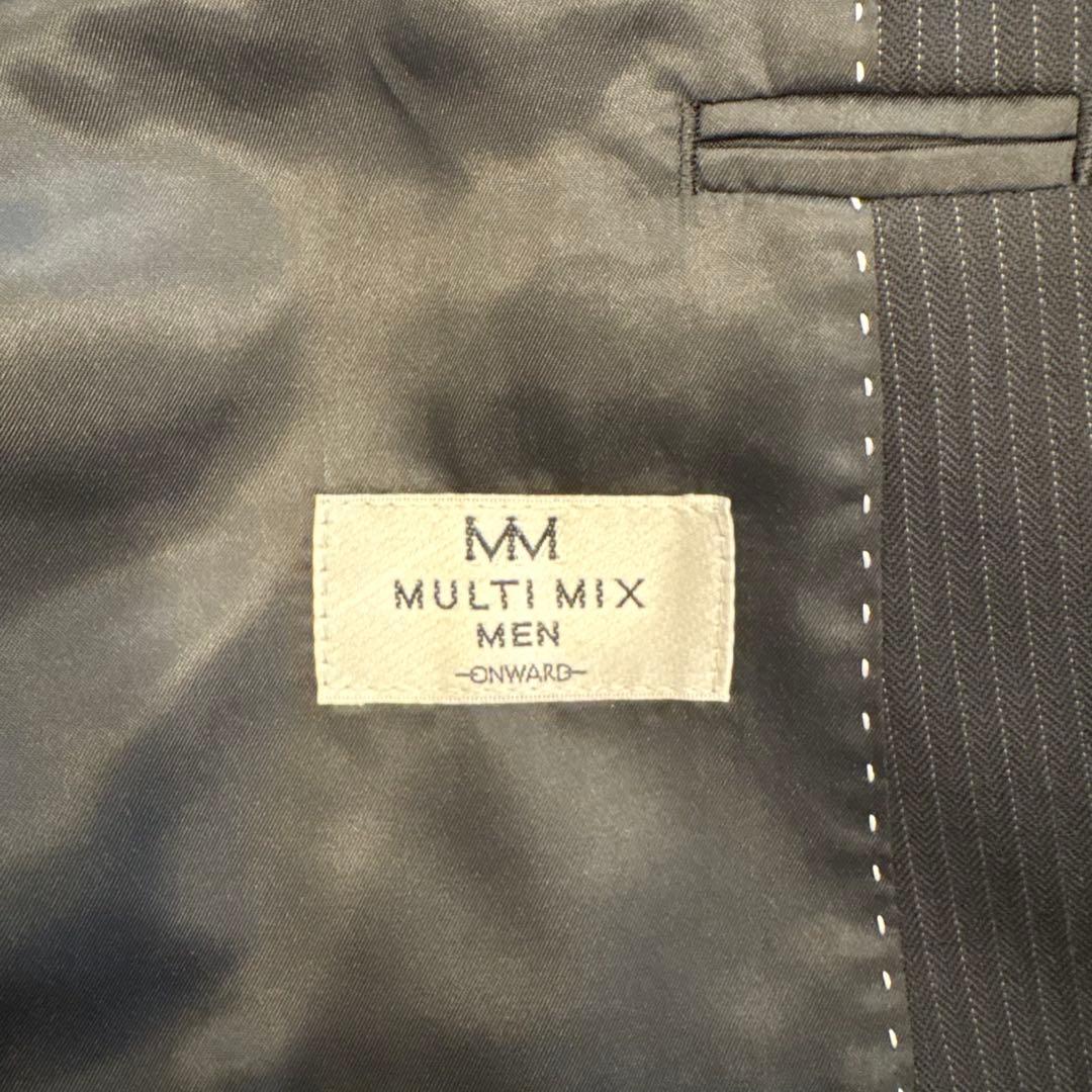 美品✨　オンワード　テーラードジャケット スーツ　ストライプ 黒　ブラック M 9