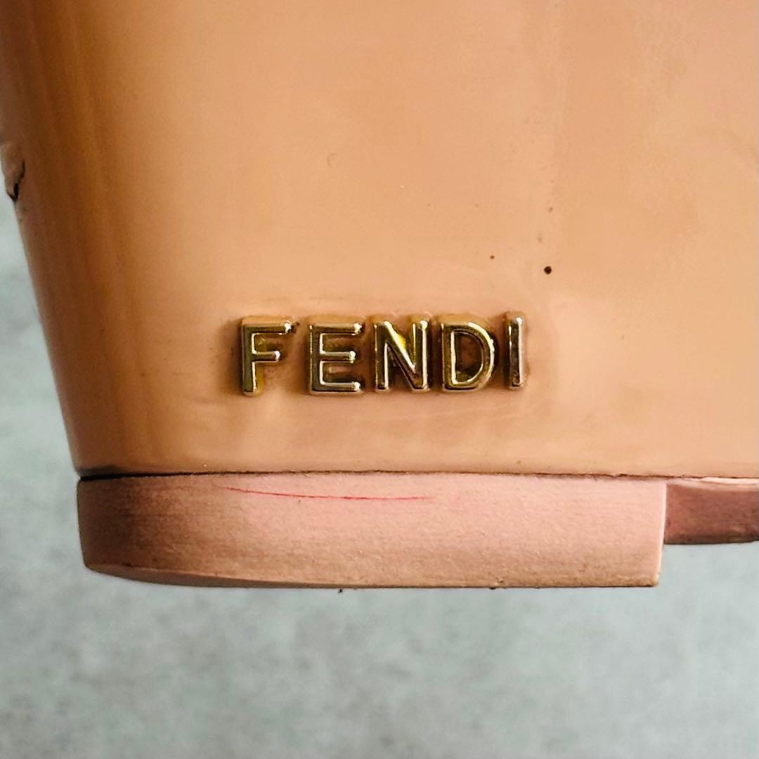 FENDI パテントレザー　ピンク　クロス　ストラップ　サンダル　ウェッジソール 11