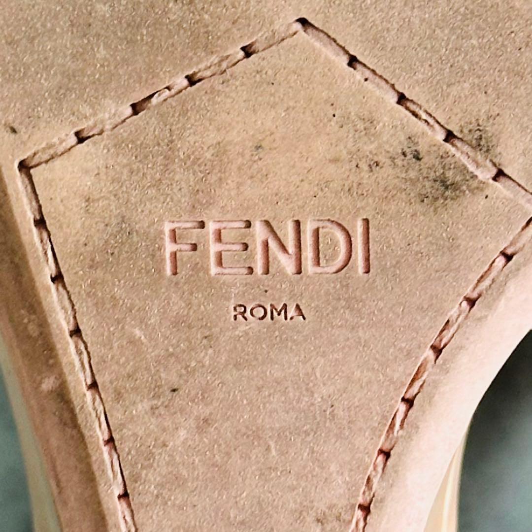 FENDI パテントレザー　ピンク　クロス　ストラップ　サンダル　ウェッジソール 12