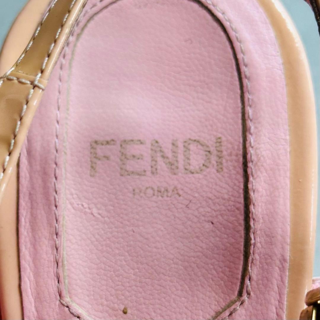 FENDI パテントレザー　ピンク　クロス　ストラップ　サンダル　ウェッジソール 13