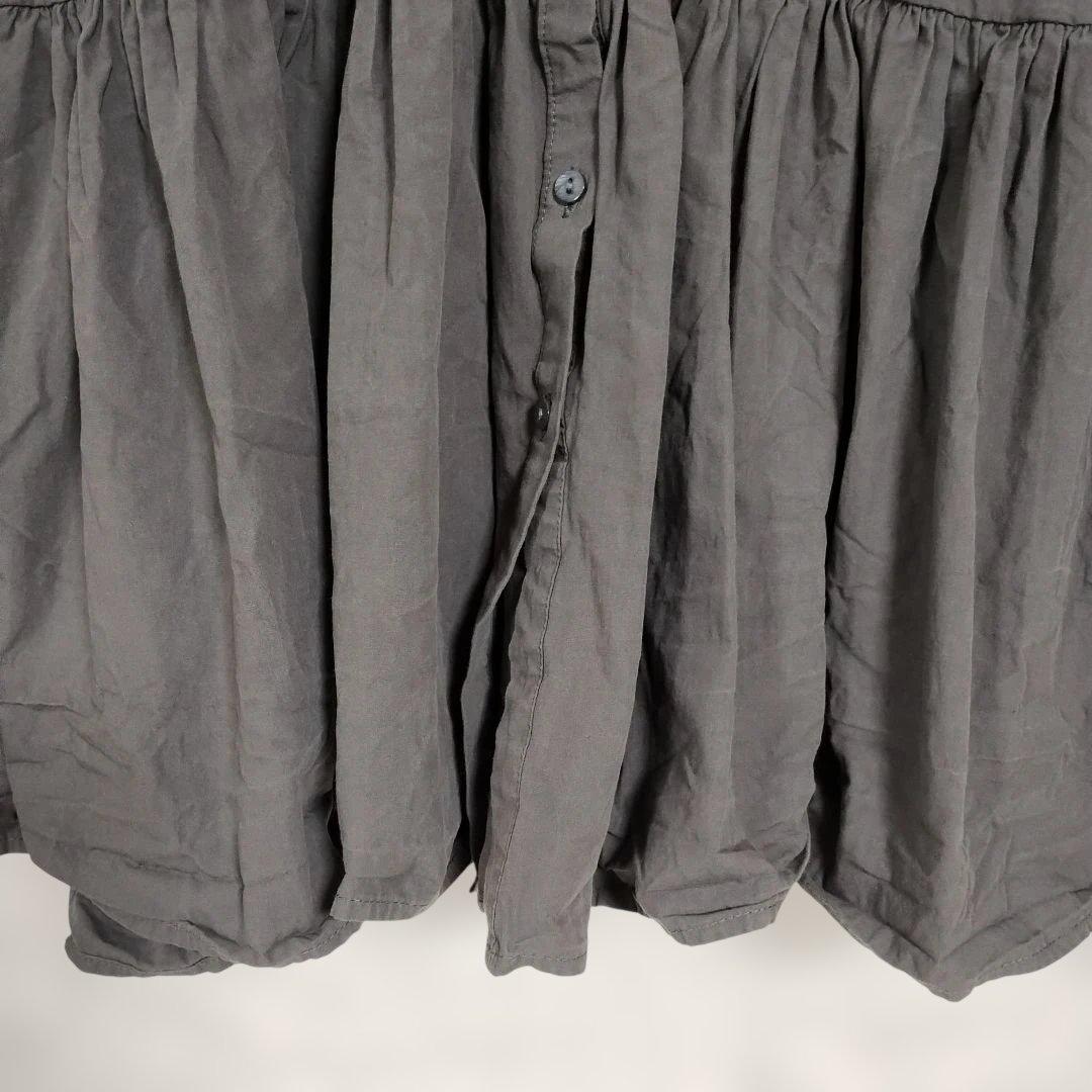 グレー 長袖 チュニック ボタン付きふんわりボリューミーシャツブラウス コットン 4