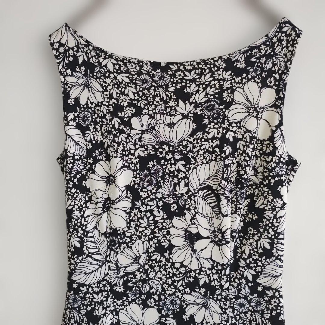 ビドンナ Bdonna 総花柄 ノースリーブ フレアワンピース S 日本製 2