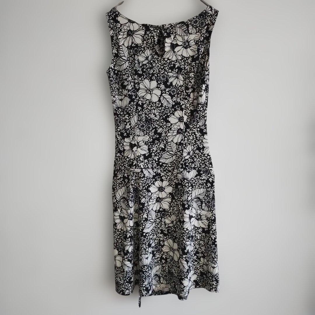 ビドンナ Bdonna 総花柄 ノースリーブ フレアワンピース S 日本製 6