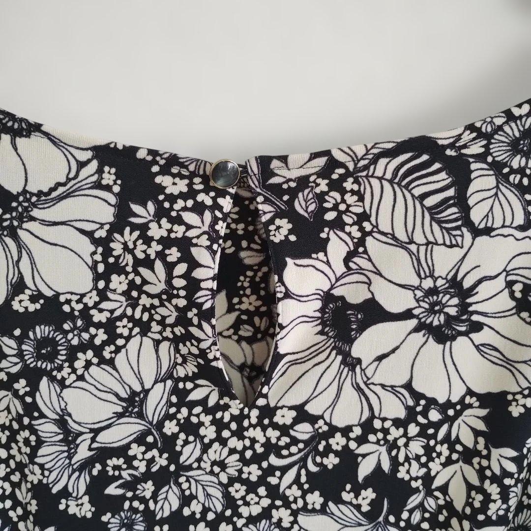 ビドンナ Bdonna 総花柄 ノースリーブ フレアワンピース S 日本製 7