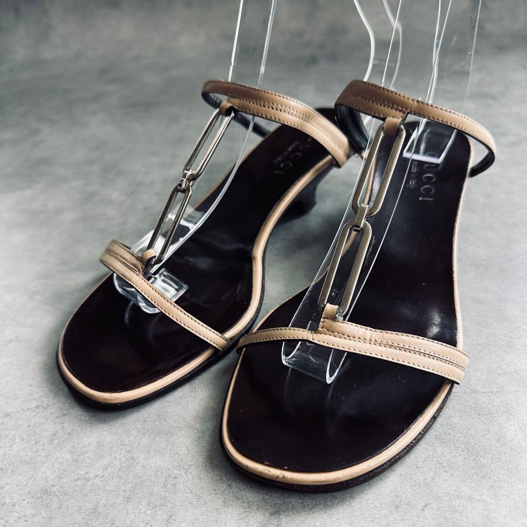 GUCCI シルバー金具　ストラップ　ミュール　サンダル