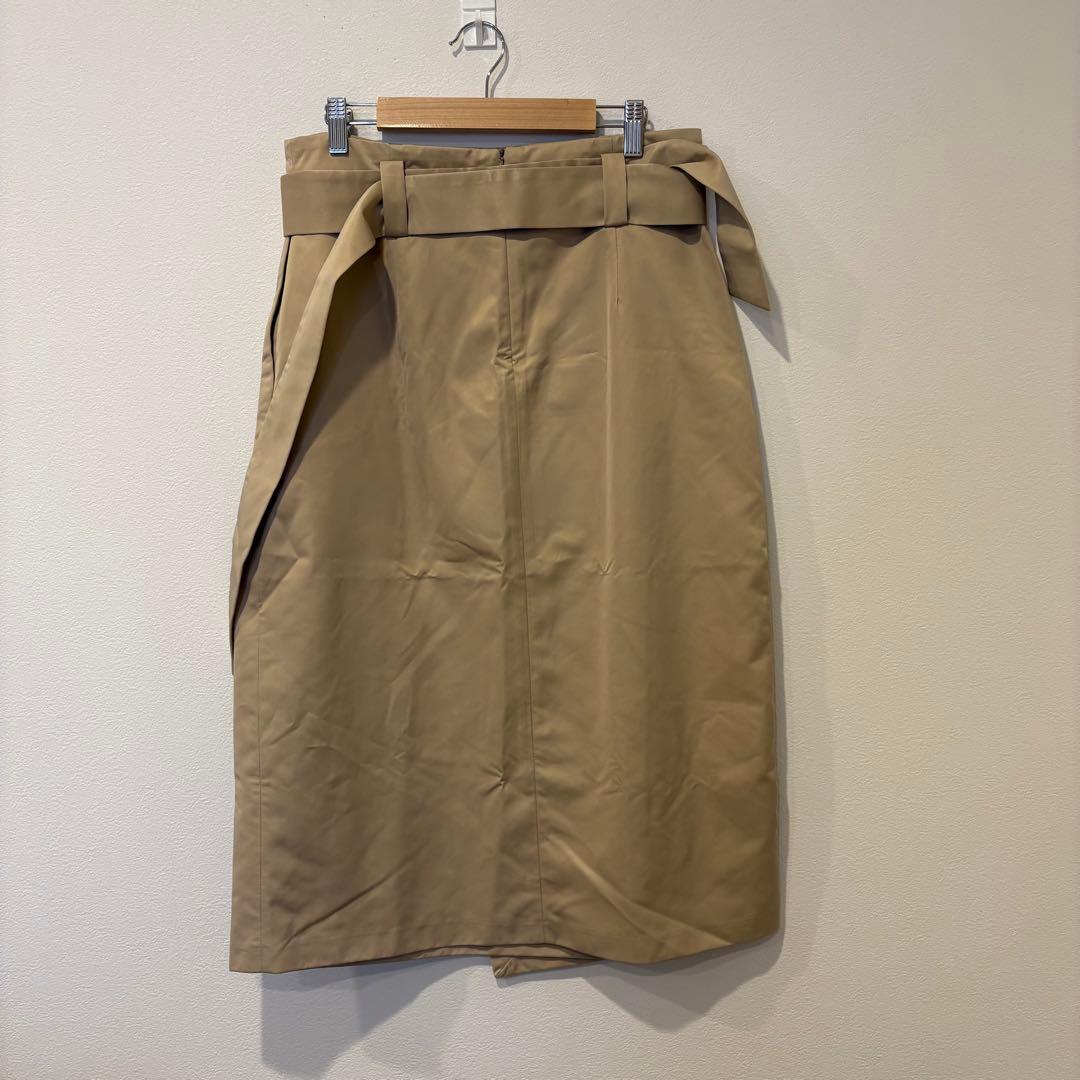 ザラベーシック ラップスカート タイト ベルト ベージュ L ミモレ丈 上品 4