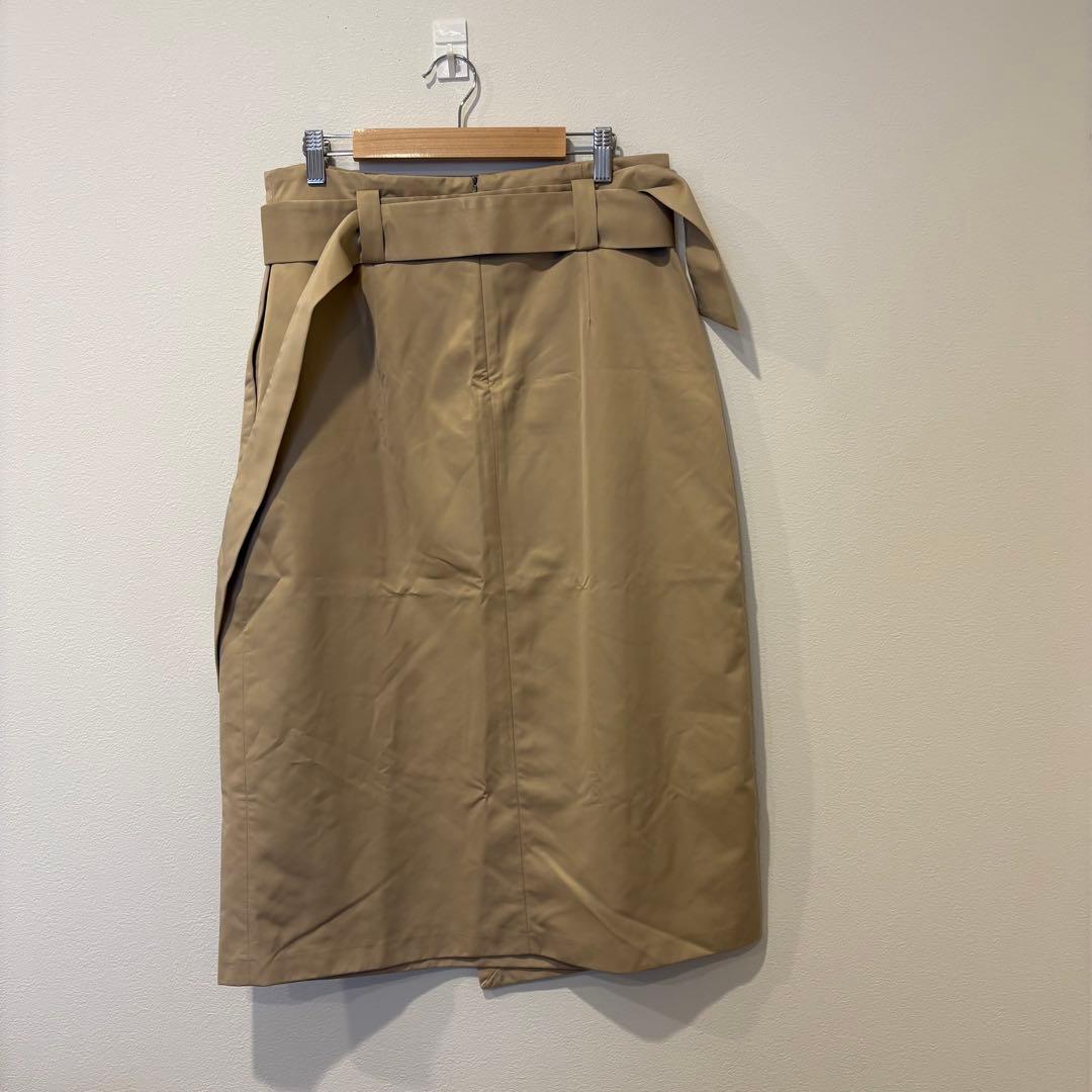 ザラベーシック ラップスカート タイト ベルト ベージュ L ミモレ丈 上品 5