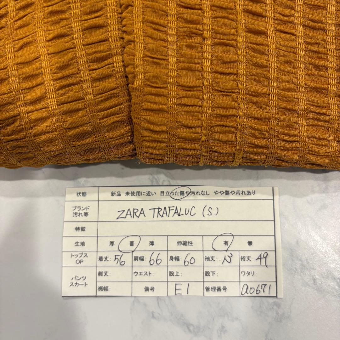 ザラ 半袖 Vネック ブラウス ワッフル 前結び　リボン オレンジ　Tシャツ 8