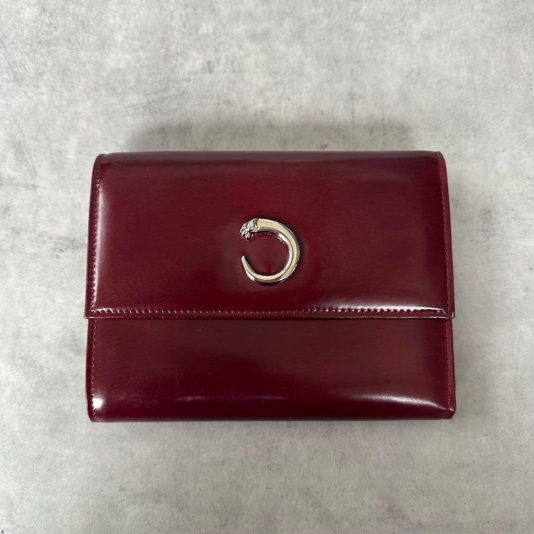 Cartier パンテール　三つ折り財布 コンパクトウォレット　ボルドー