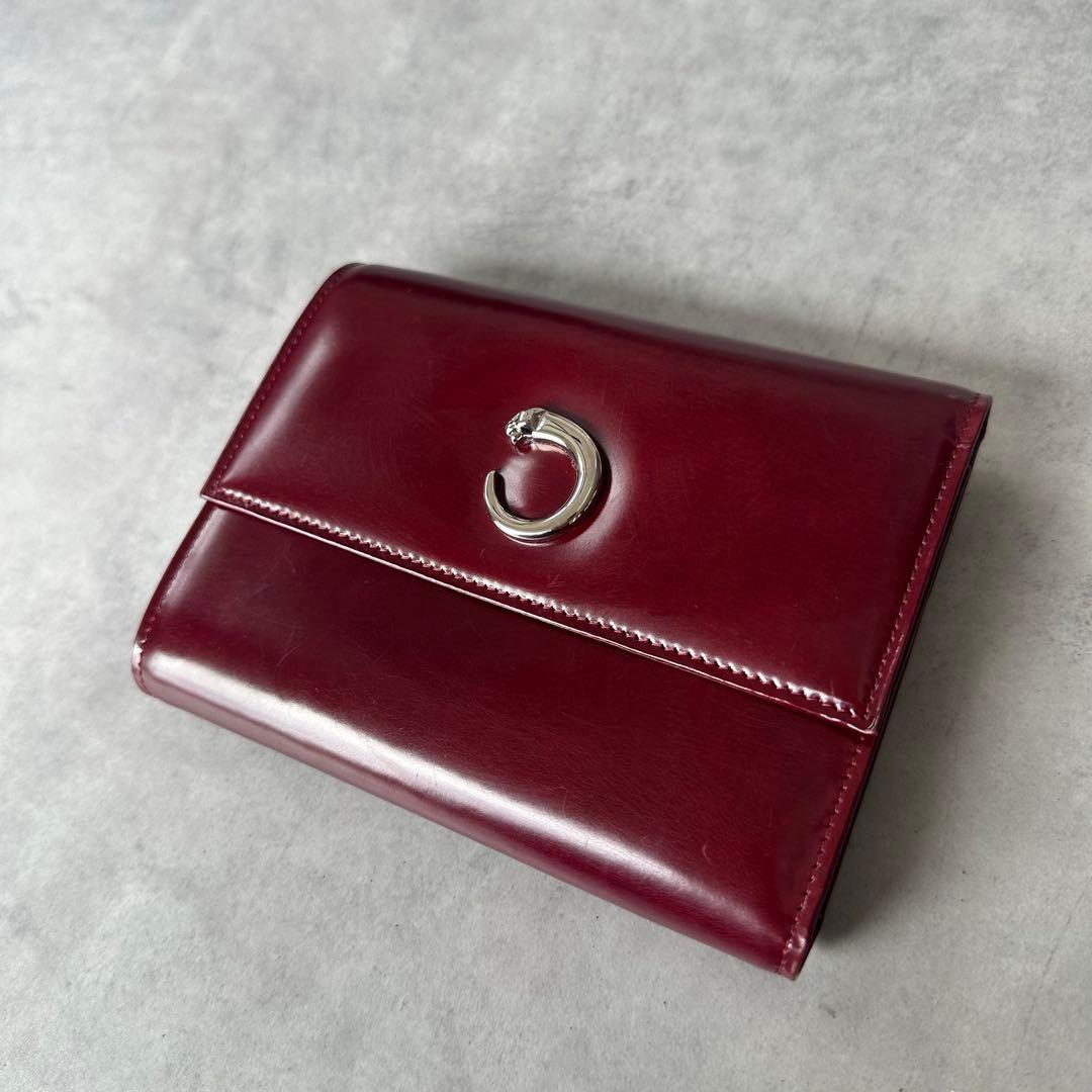 Cartier パンテール　三つ折り財布 コンパクトウォレット　ボルドー 3