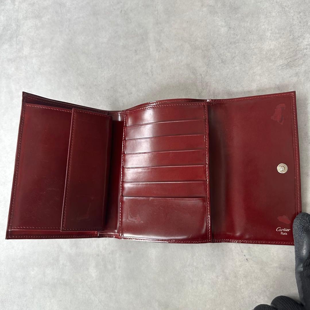 Cartier パンテール　三つ折り財布 コンパクトウォレット　ボルドー 9