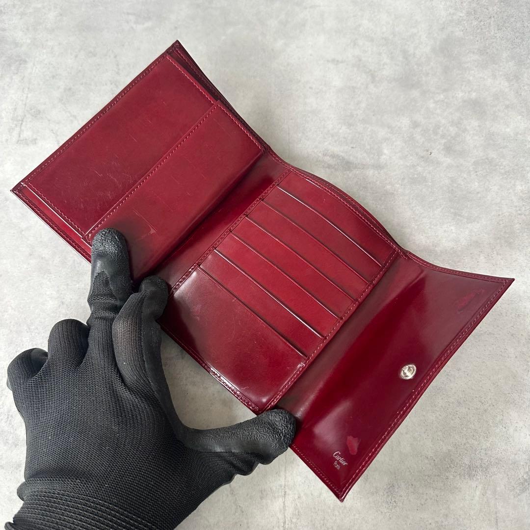 Cartier パンテール　三つ折り財布 コンパクトウォレット　ボルドー 10