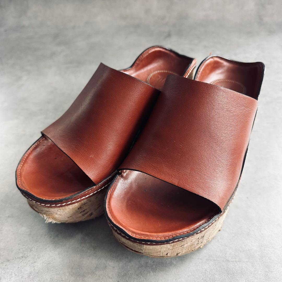 Chloe ブラウンレザー ウェッジソールサンダル　厚底 3