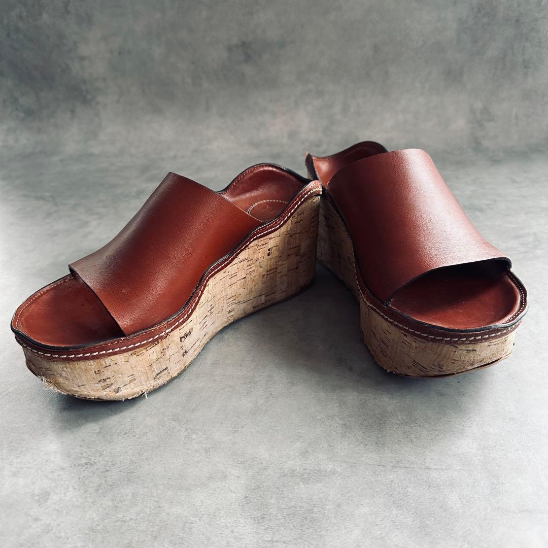 Chloe ブラウンレザー ウェッジソールサンダル　厚底 6