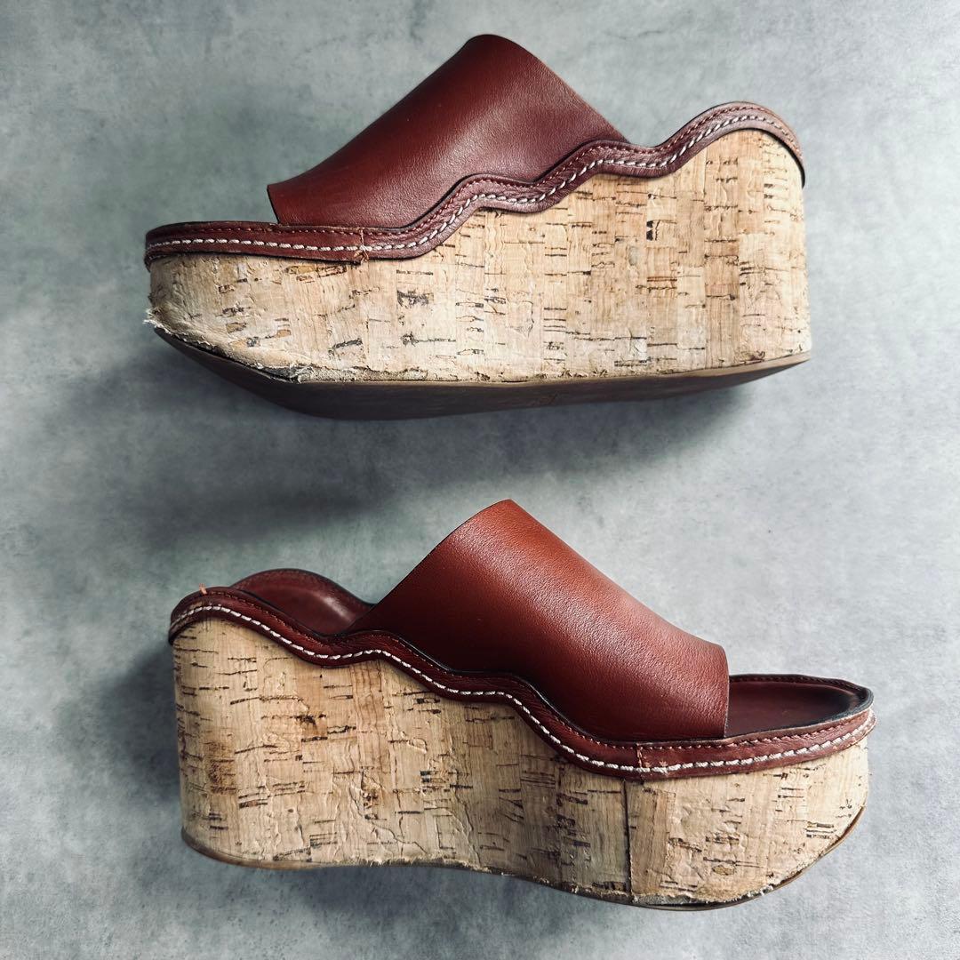 Chloe ブラウンレザー ウェッジソールサンダル　厚底 7