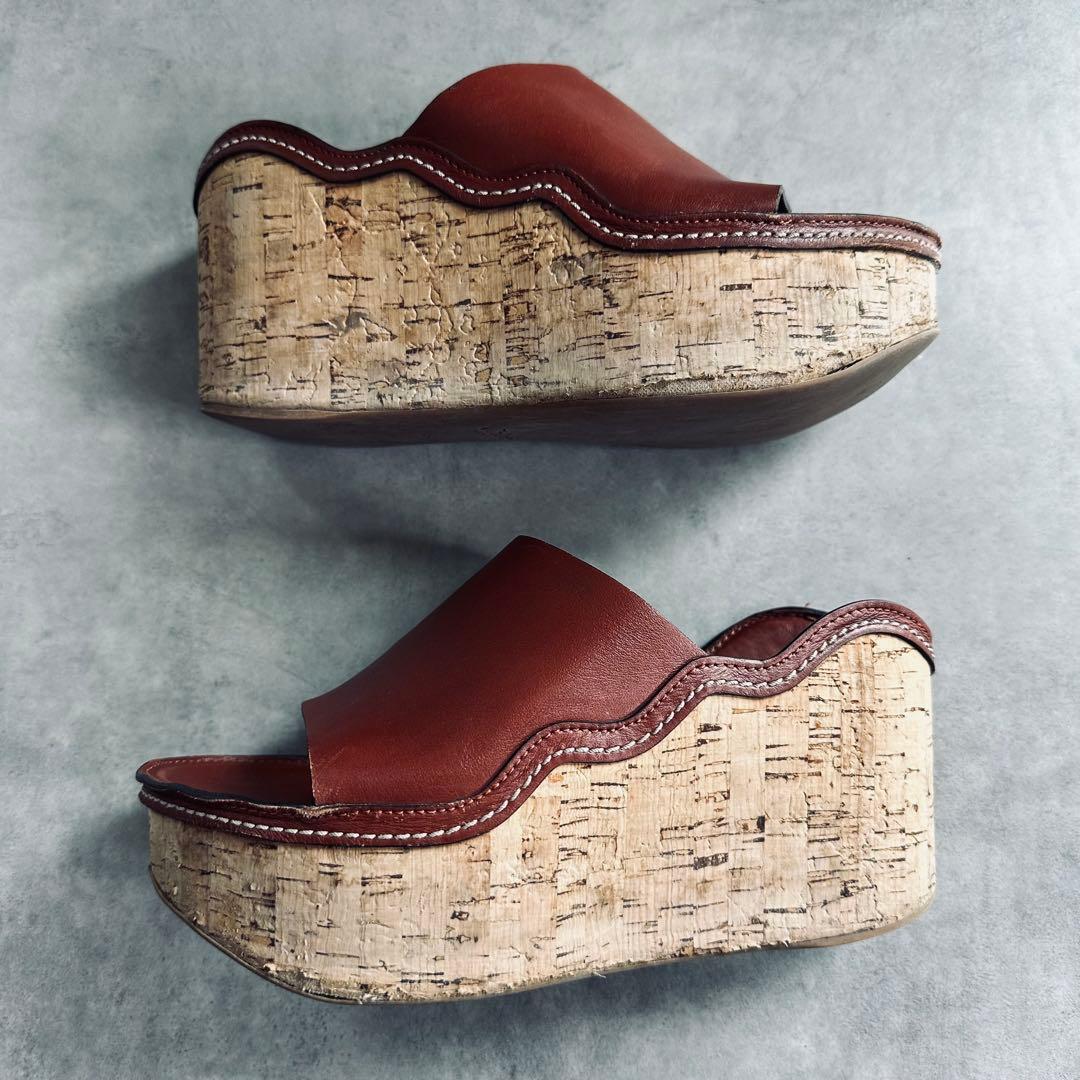 Chloe ブラウンレザー ウェッジソールサンダル　厚底 8