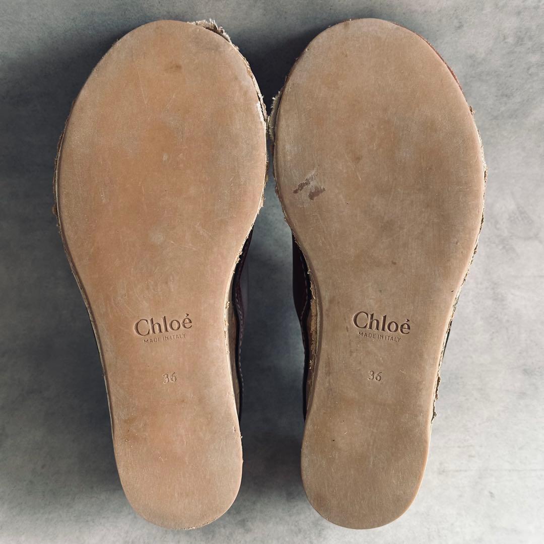 Chloe ブラウンレザー ウェッジソールサンダル　厚底 10