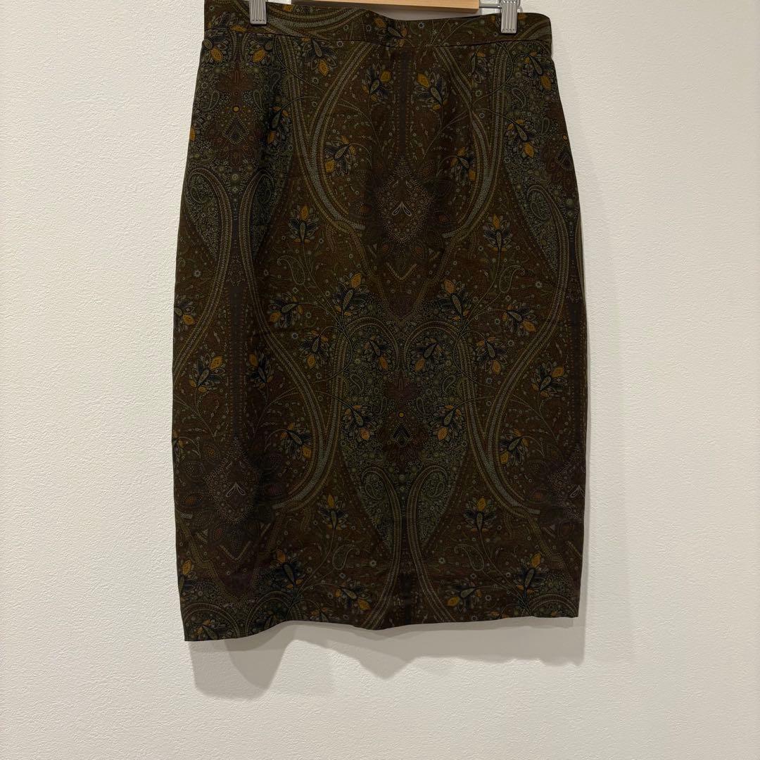 美品✨レジオヌール タイトスカート ペイズリー ブラウン 茶色　昭和レトロ 膝丈 3