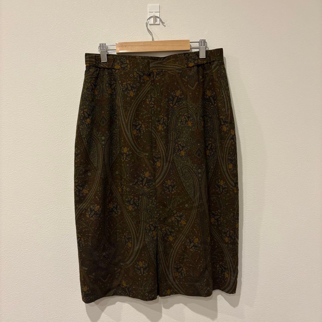 美品✨レジオヌール タイトスカート ペイズリー ブラウン 茶色　昭和レトロ 膝丈 4