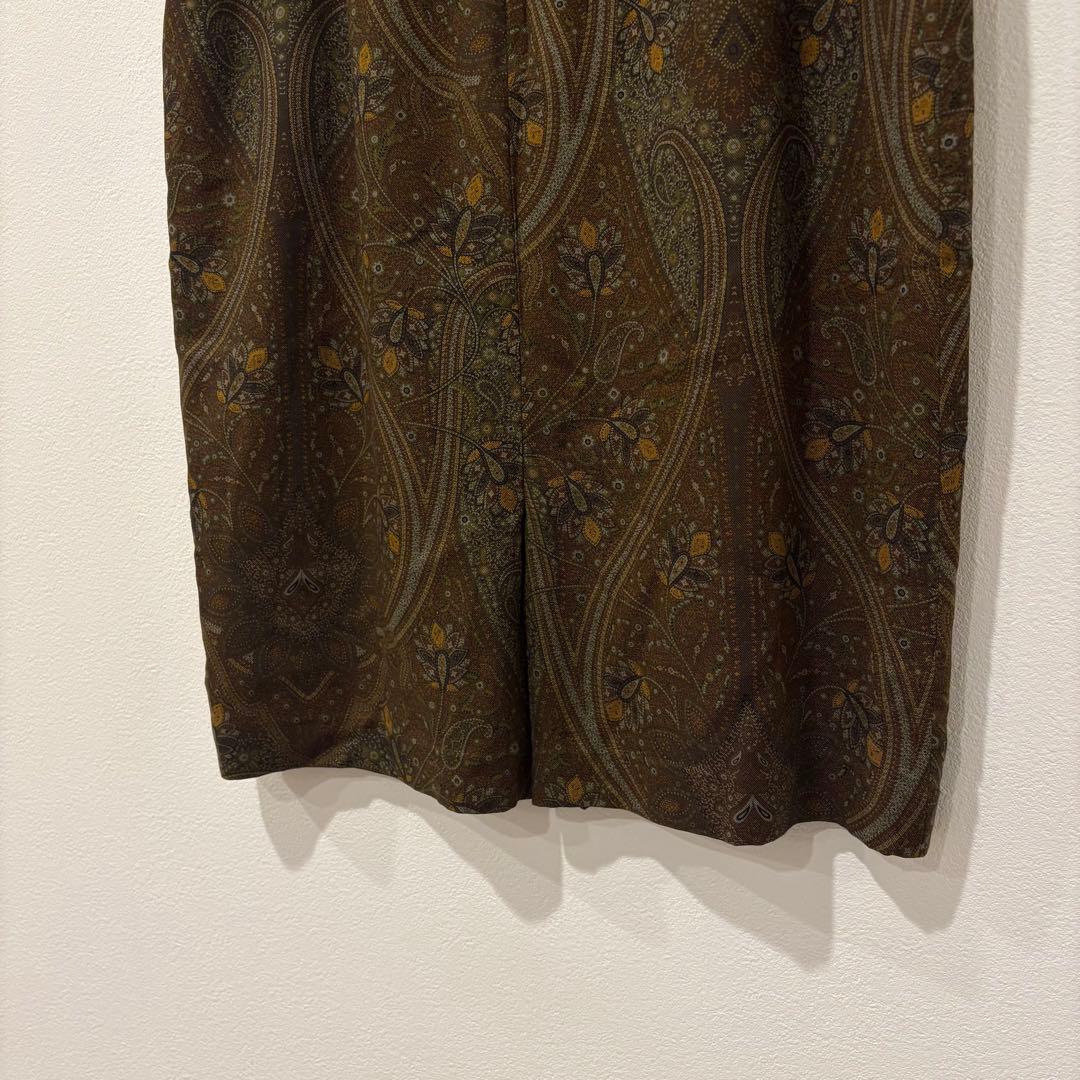 美品✨レジオヌール タイトスカート ペイズリー ブラウン 茶色　昭和レトロ 膝丈 6