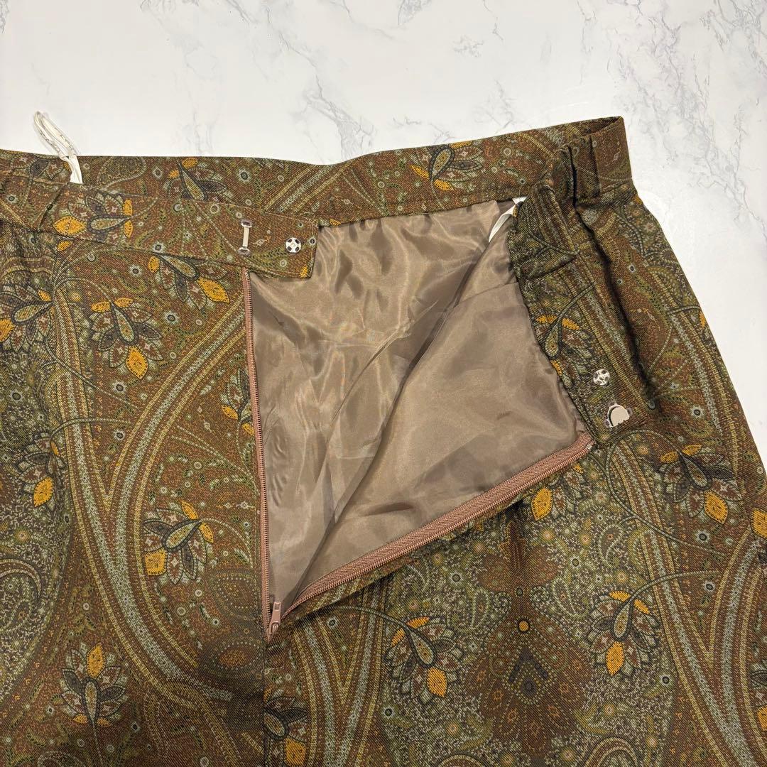 美品✨レジオヌール タイトスカート ペイズリー ブラウン 茶色　昭和レトロ 膝丈 7