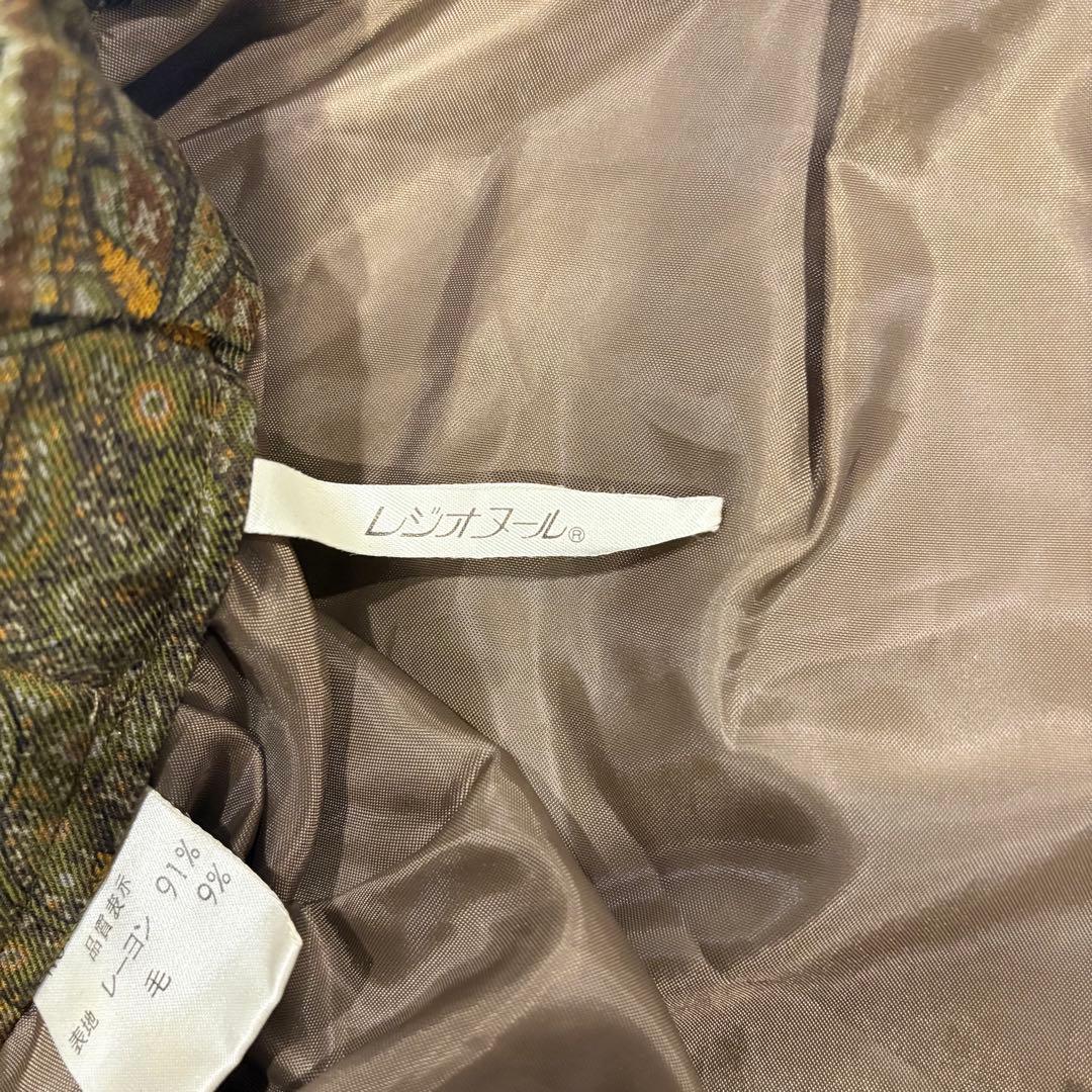 美品✨レジオヌール タイトスカート ペイズリー ブラウン 茶色　昭和レトロ 膝丈 9