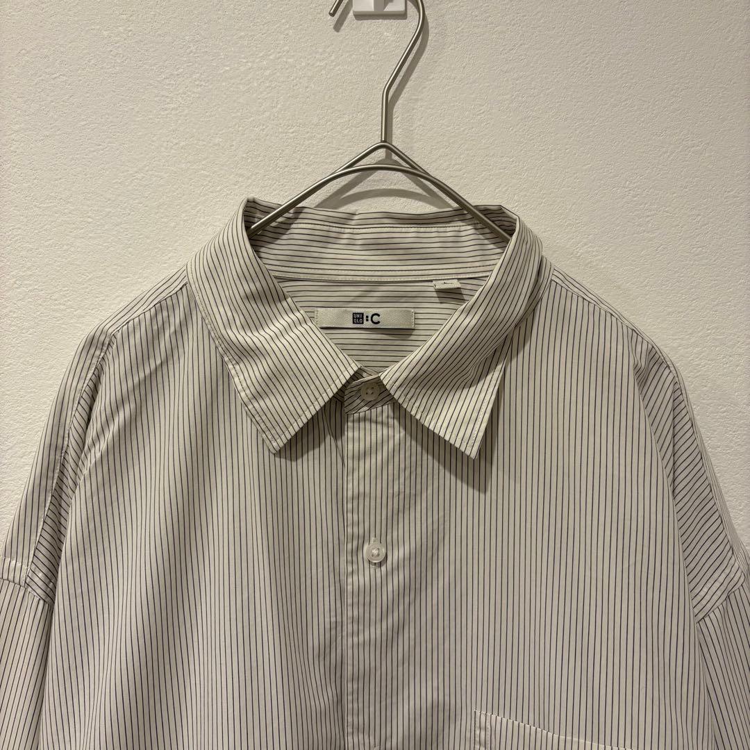 ユニクロC ワイシャツ 長袖 オーバーサイズ Lサイズ　ストライプ　シンプル 2