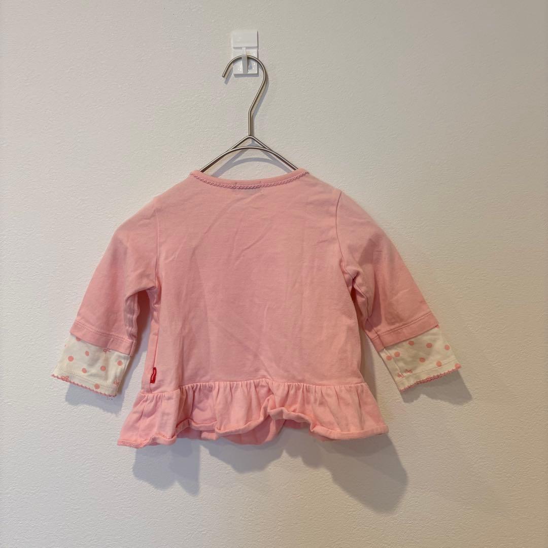 ミキハウス 長袖 カットソー うさぎ 刺繍 フリル ピンク 80 女の子 5