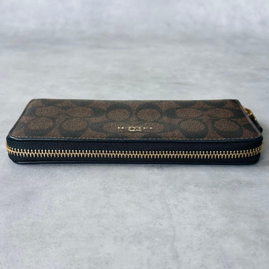 COACH Signature Zip Around Wallet BROWN 4