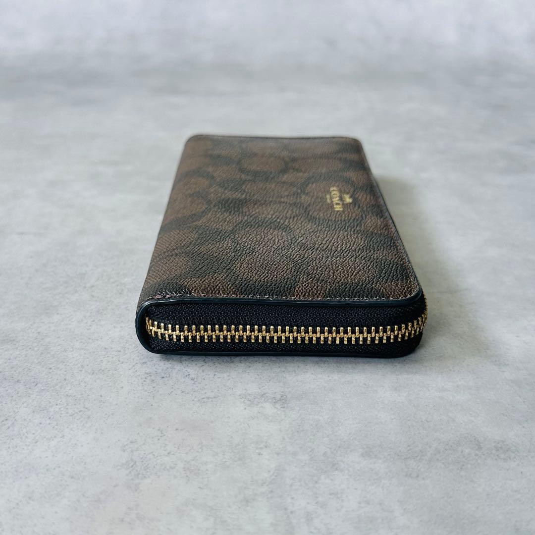 COACH Signature Zip Around Wallet BROWN 7
