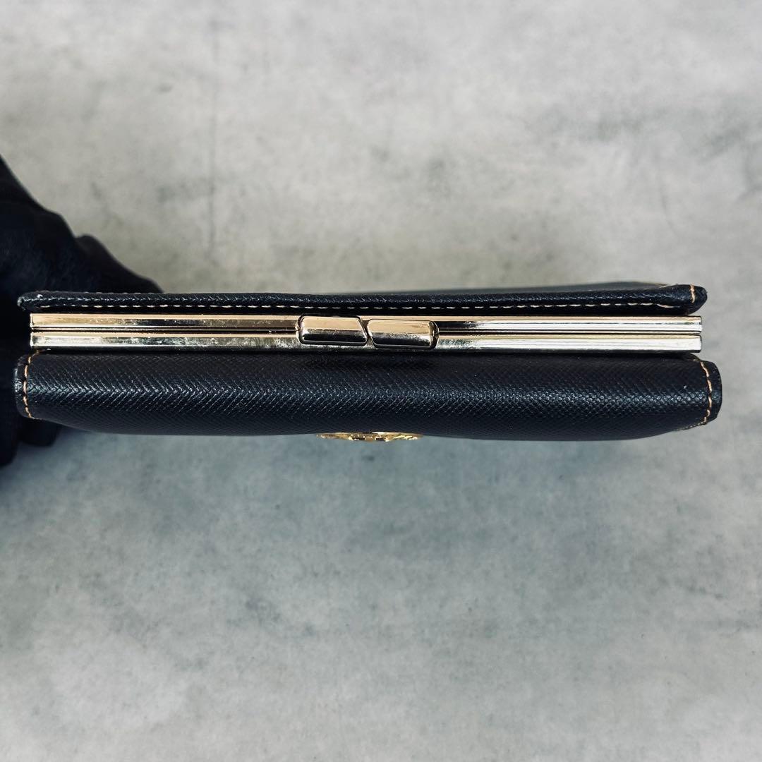 VALENTINO GARAVANI ロゴ金具　がま口　三つ折り財布　レザー　黒 14