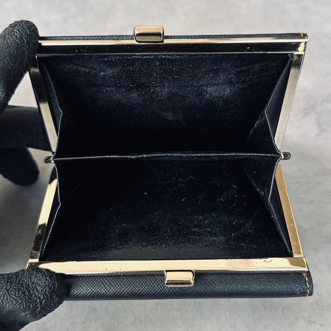 VALENTINO GARAVANI ロゴ金具　がま口　三つ折り財布　レザー　黒 15