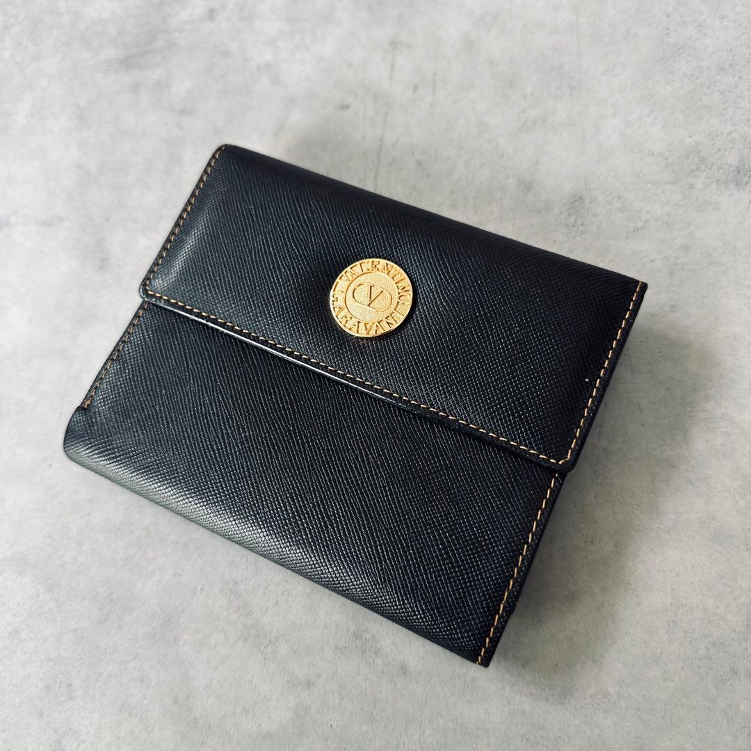 VALENTINO GARAVANI ロゴ金具　がま口　三つ折り財布　レザー　黒 3