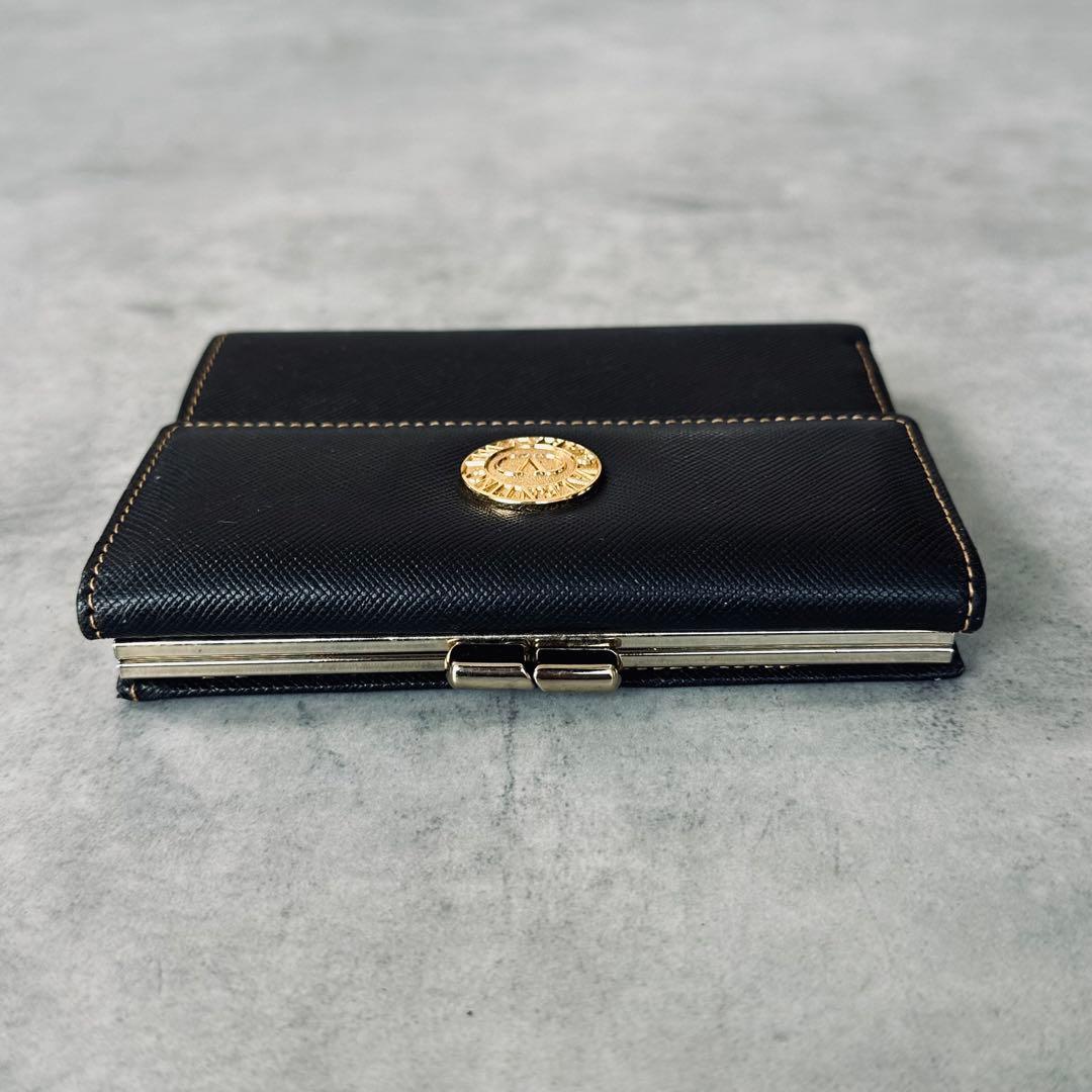 VALENTINO GARAVANI ロゴ金具　がま口　三つ折り財布　レザー　黒 5