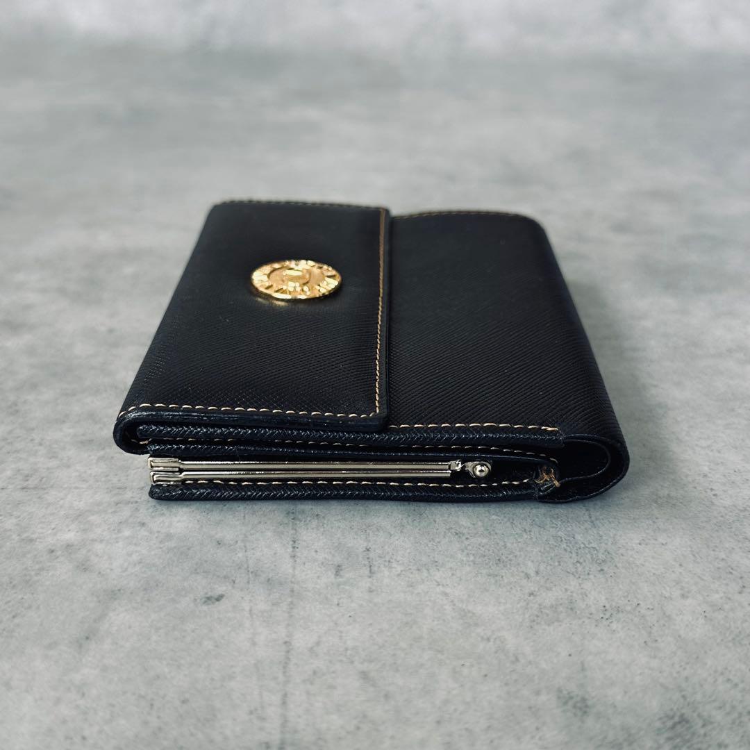 VALENTINO GARAVANI ロゴ金具　がま口　三つ折り財布　レザー　黒 7