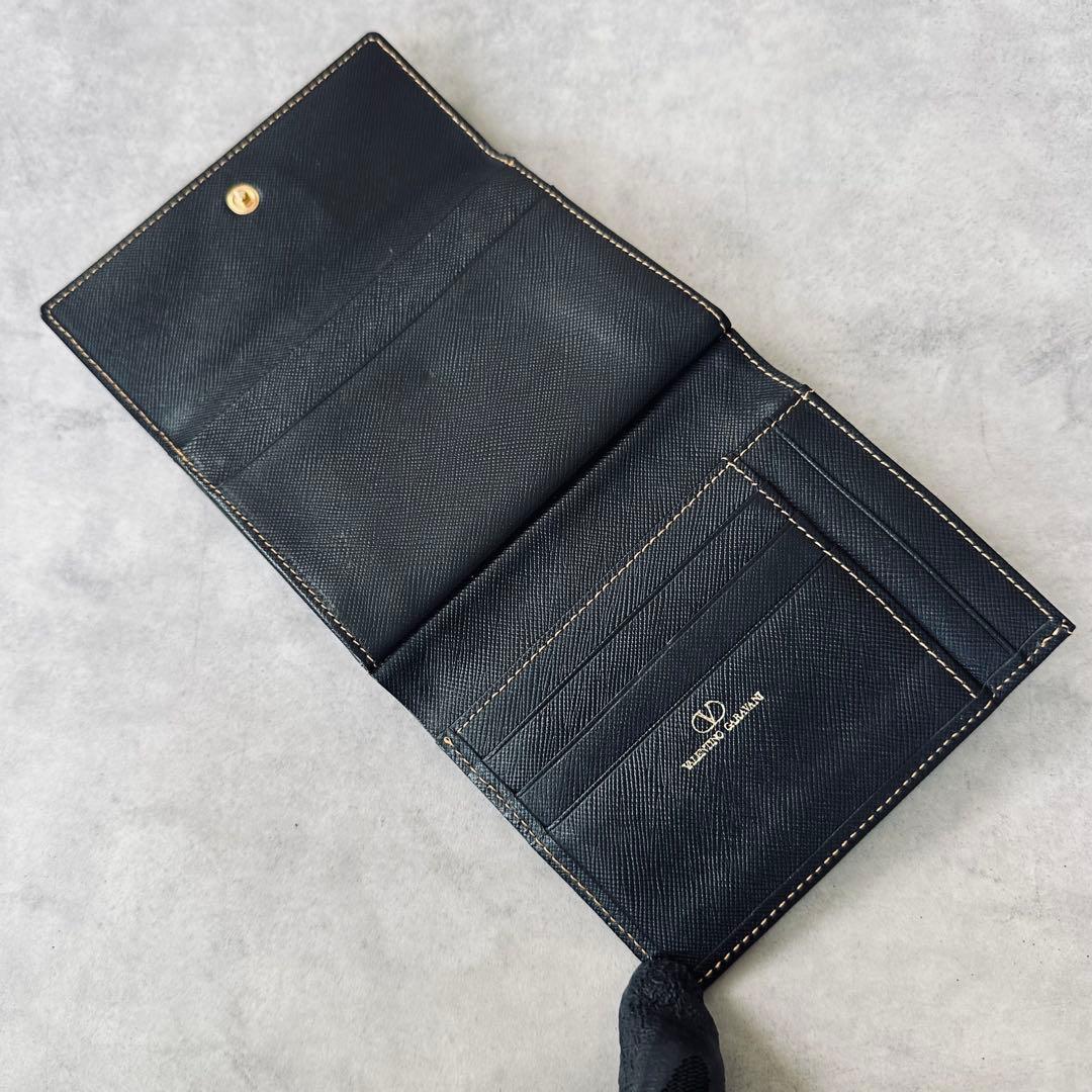 VALENTINO GARAVANI ロゴ金具　がま口　三つ折り財布　レザー　黒 10