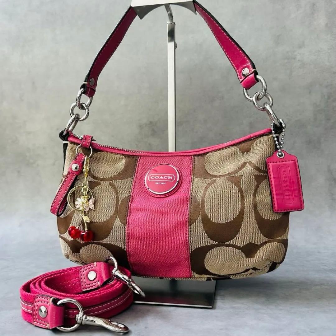 Y2K COACH PINK Signature Hobo 2way Bag